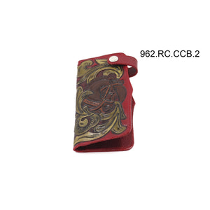 ck-962 cartera de piel  cincelada de  caballos  bicolor