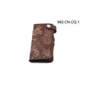 ck-962 cartera de piel  cincelado de serpiente emplumada  color