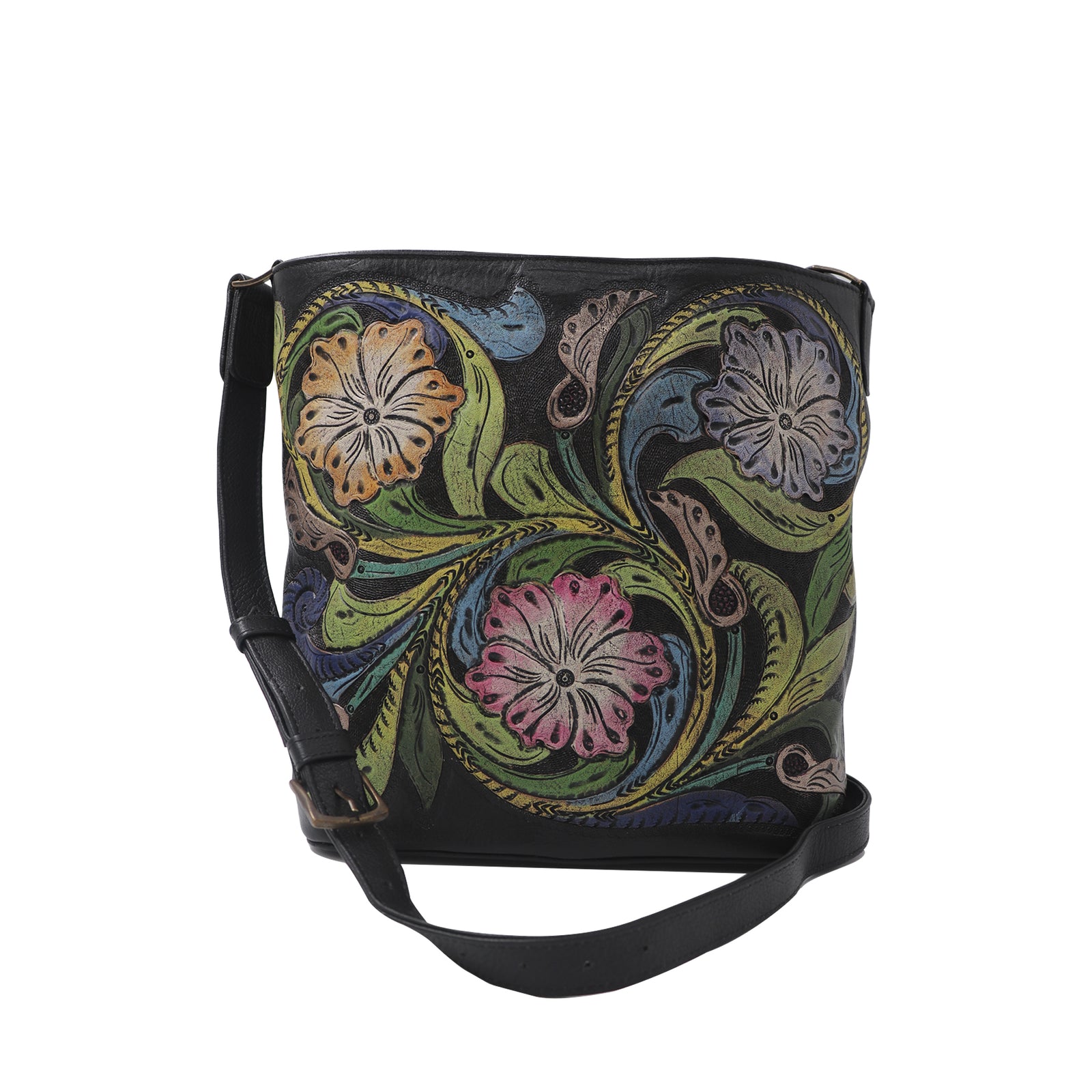 bk-142  bolsa cincelada flores color