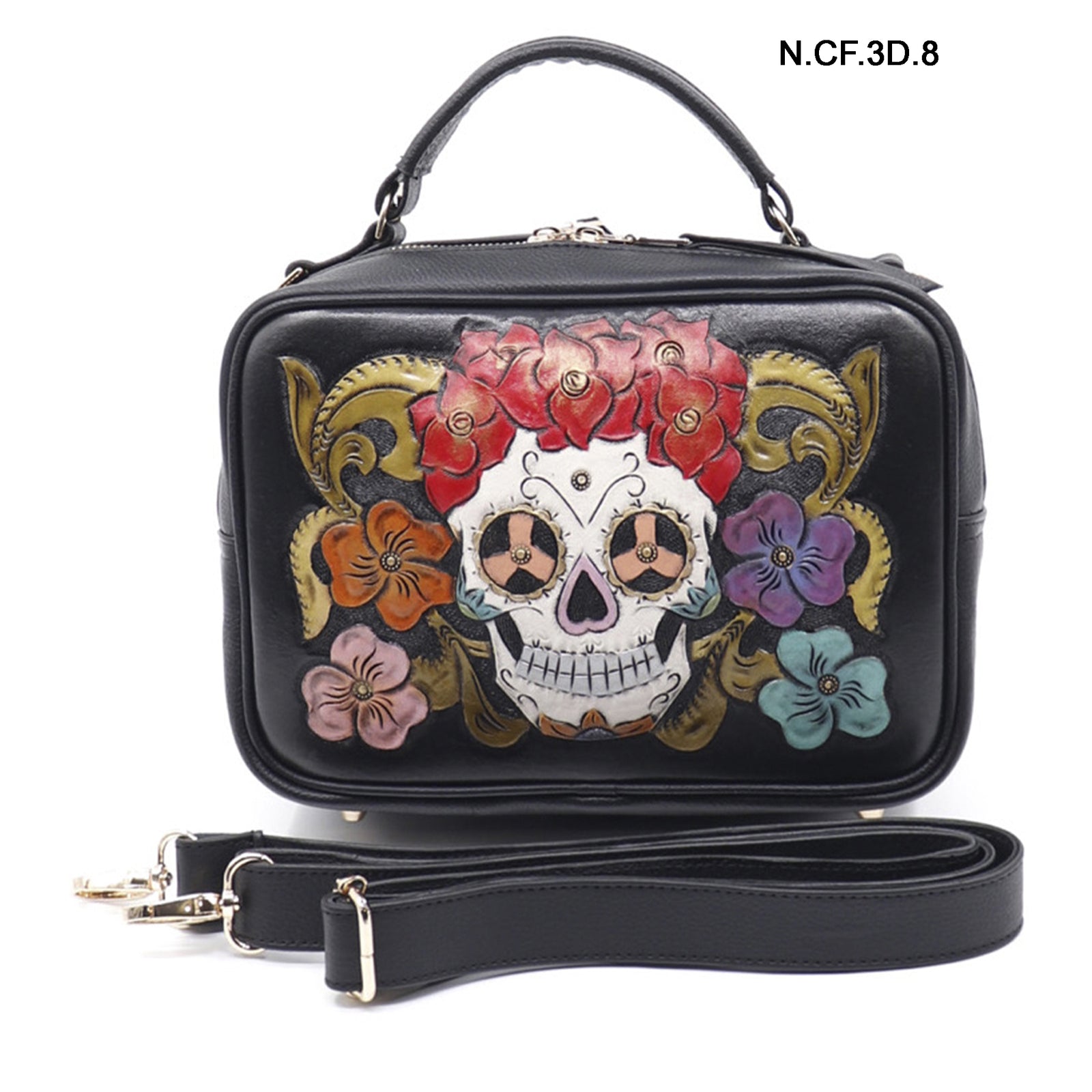 bk-125 bolsa cincelada catrina flores color