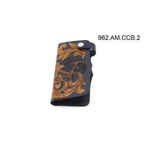 ck-962 cartera de piel  cincelada de  caballos  bicolor