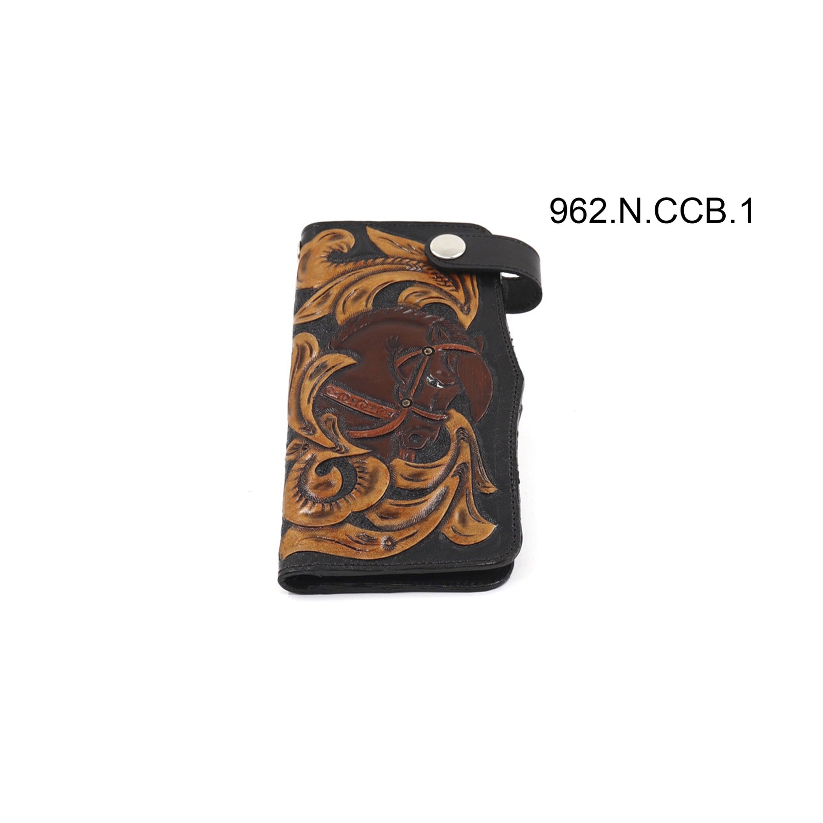ck-962 cartera de piel  cincelada de  caballos  bicolor