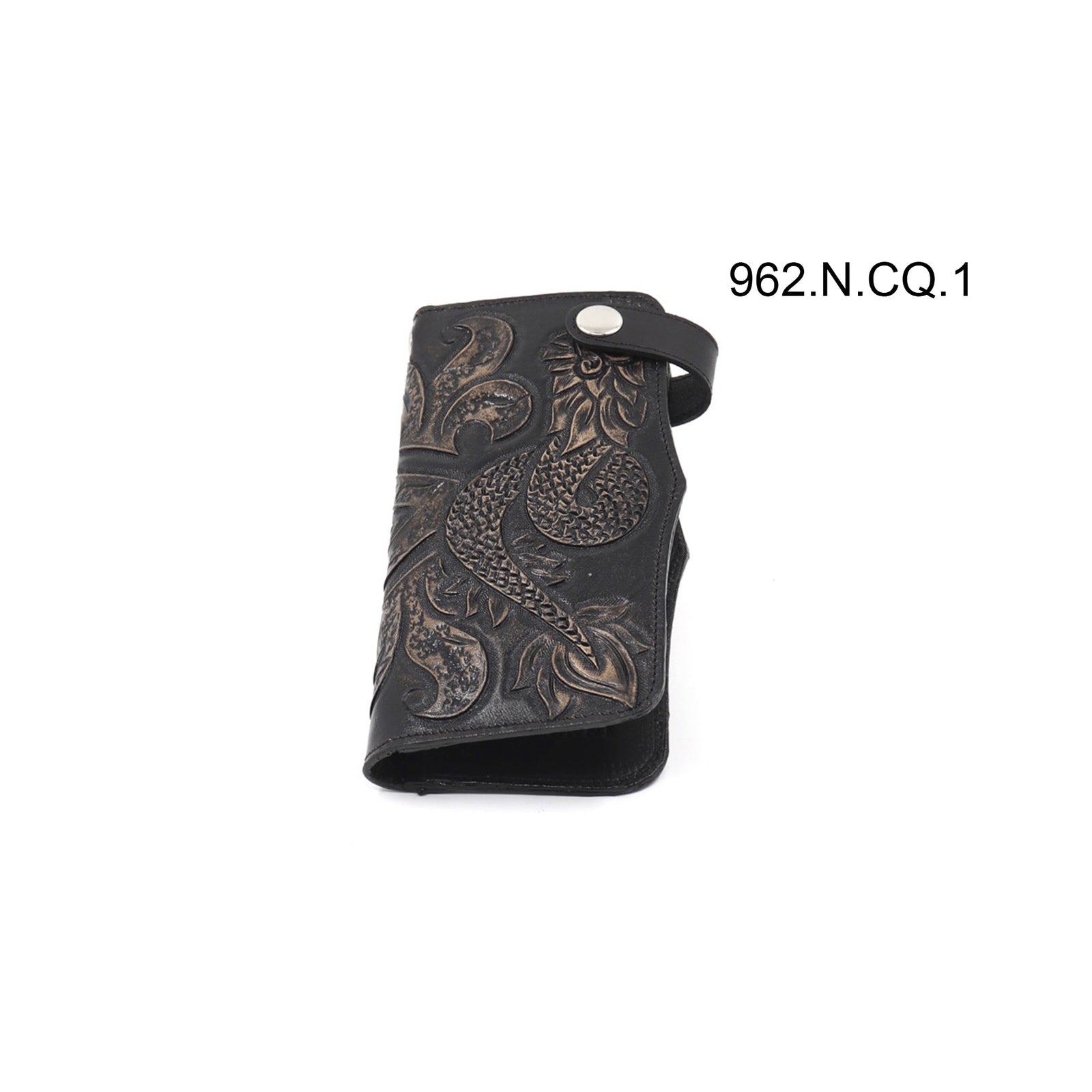 ck-962 cartera de piel  cincelado de serpiente emplumada  color