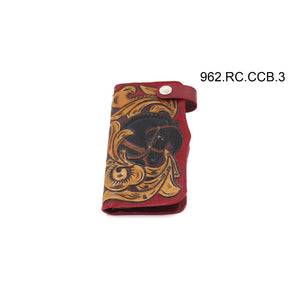 ck-962 cartera de piel  cincelada de  caballos  bicolor
