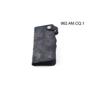 ck-962 cartera de piel  cincelado de serpiente emplumada  color