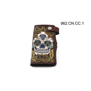 ck-962 cartera de piel texana cincelado de calavera color