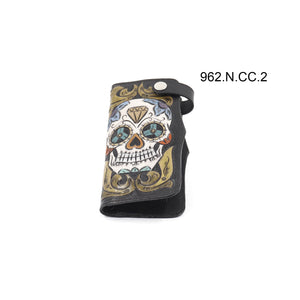 ck-962 cartera de piel texana cincelado de calavera color