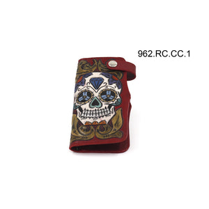 ck-962 cartera de piel texana cincelado de calavera color