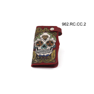 ck-962 cartera de piel texana cincelado de calavera color