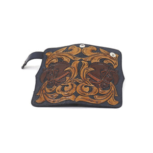 ck-962 cartera de piel  cincelada de  caballos  bicolor