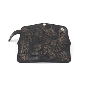 ck-962 cartera de piel  cincelado de serpiente emplumada  color