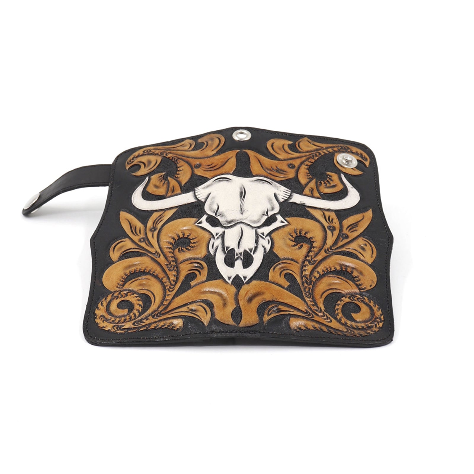 ck-962 cartera de piel  cincelado de craneo bicolor