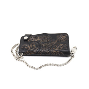 ck-962 cartera de piel  cincelado de serpiente emplumada  color