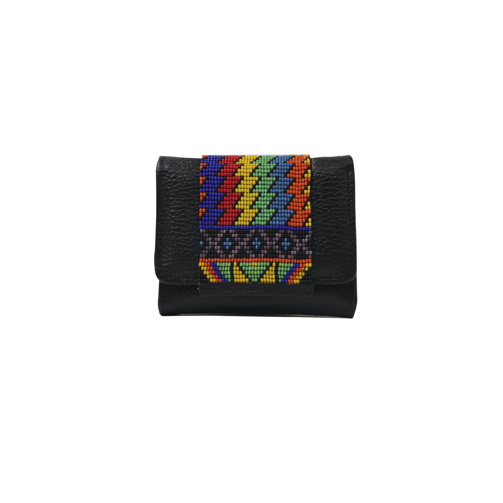 ck-65 cartera de piel con tapa de chaquira