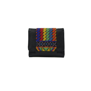ck-65 cartera de piel con tapa de chaquira