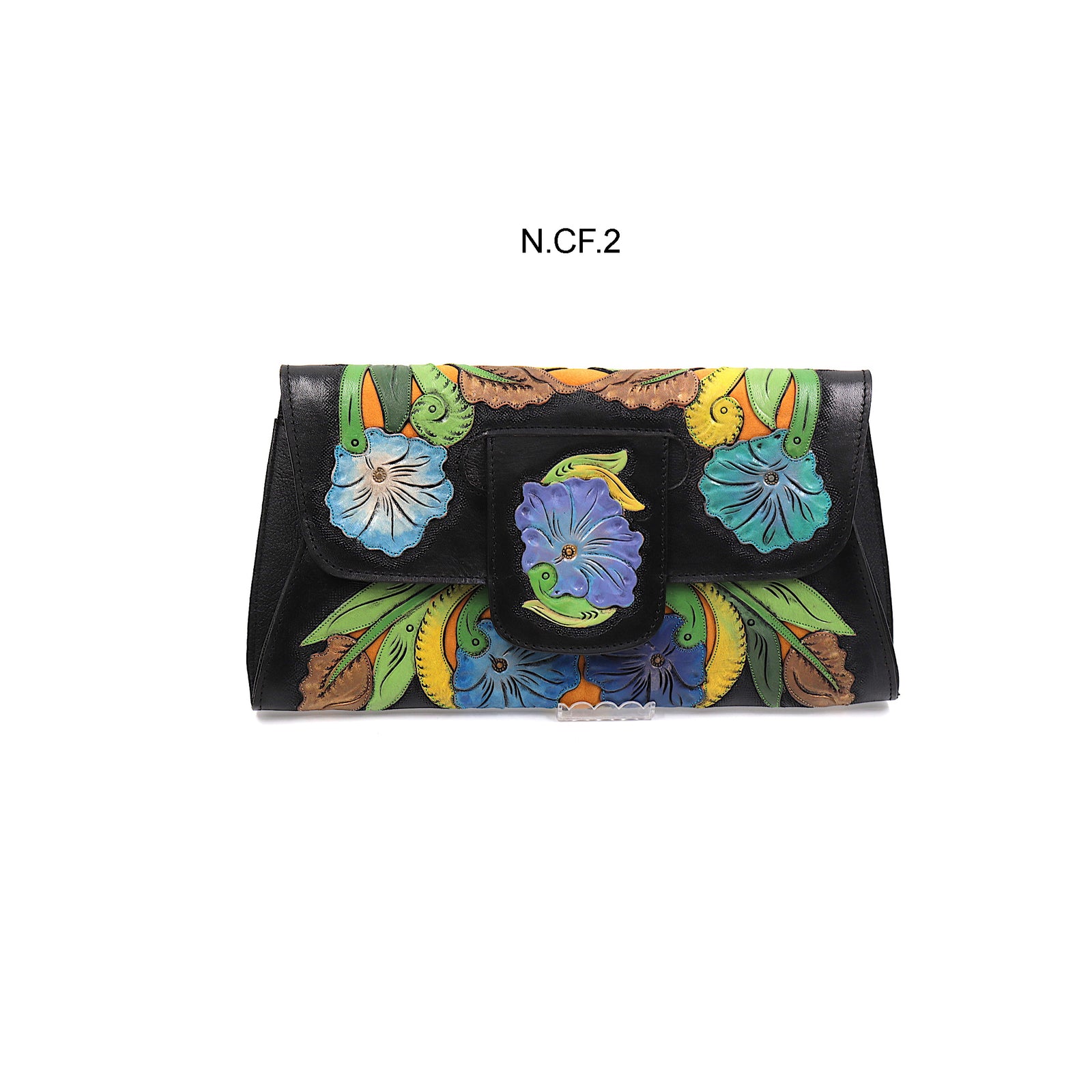 ck-1005 carteron de piel cincelado completo flores color