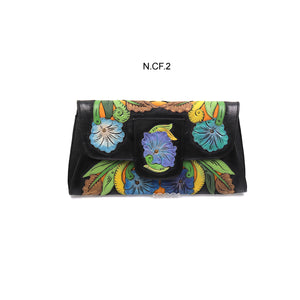 ck-1005 carteron de piel cincelado completo flores color