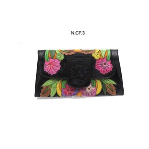 ck-1005 carteron de piel cincelado completo flores color