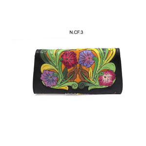 ck-1005 carteron de piel cincelado completo flores color
