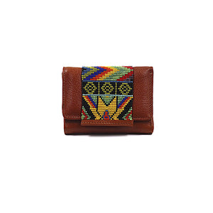 ck-65 cartera de piel con tapa de chaquira