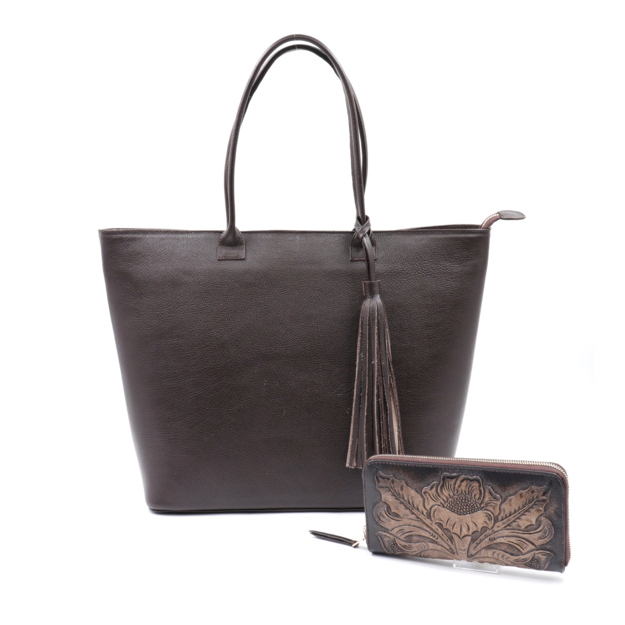 juego de bolsa y cartera cincelada