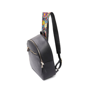 mk-1335 back pack piel con asas de chaquira grecas