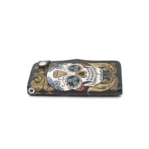 ck-962 cartera de piel texana cincelado de calavera color