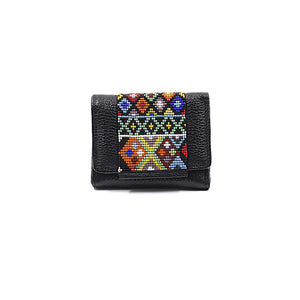 ck-65 cartera de piel con tapa de chaquira