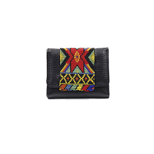 ck-65 cartera de piel con tapa de chaquira