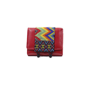 ck-65 cartera de piel con tapa de chaquira