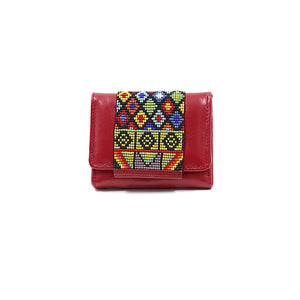 ck-65 cartera de piel con tapa de chaquira