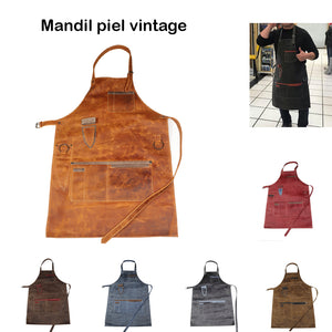 Mandil de piel con ajuste y forrado