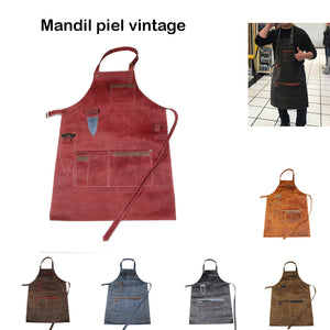 Mandil de piel con ajuste y forrado