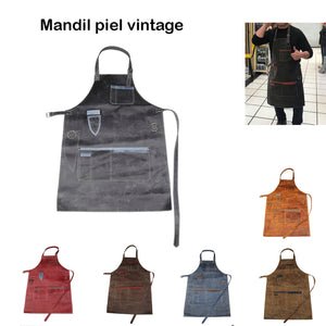 Mandil de piel con ajuste y forrado