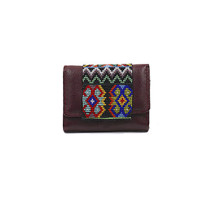 ck-65 cartera de piel con tapa de chaquira