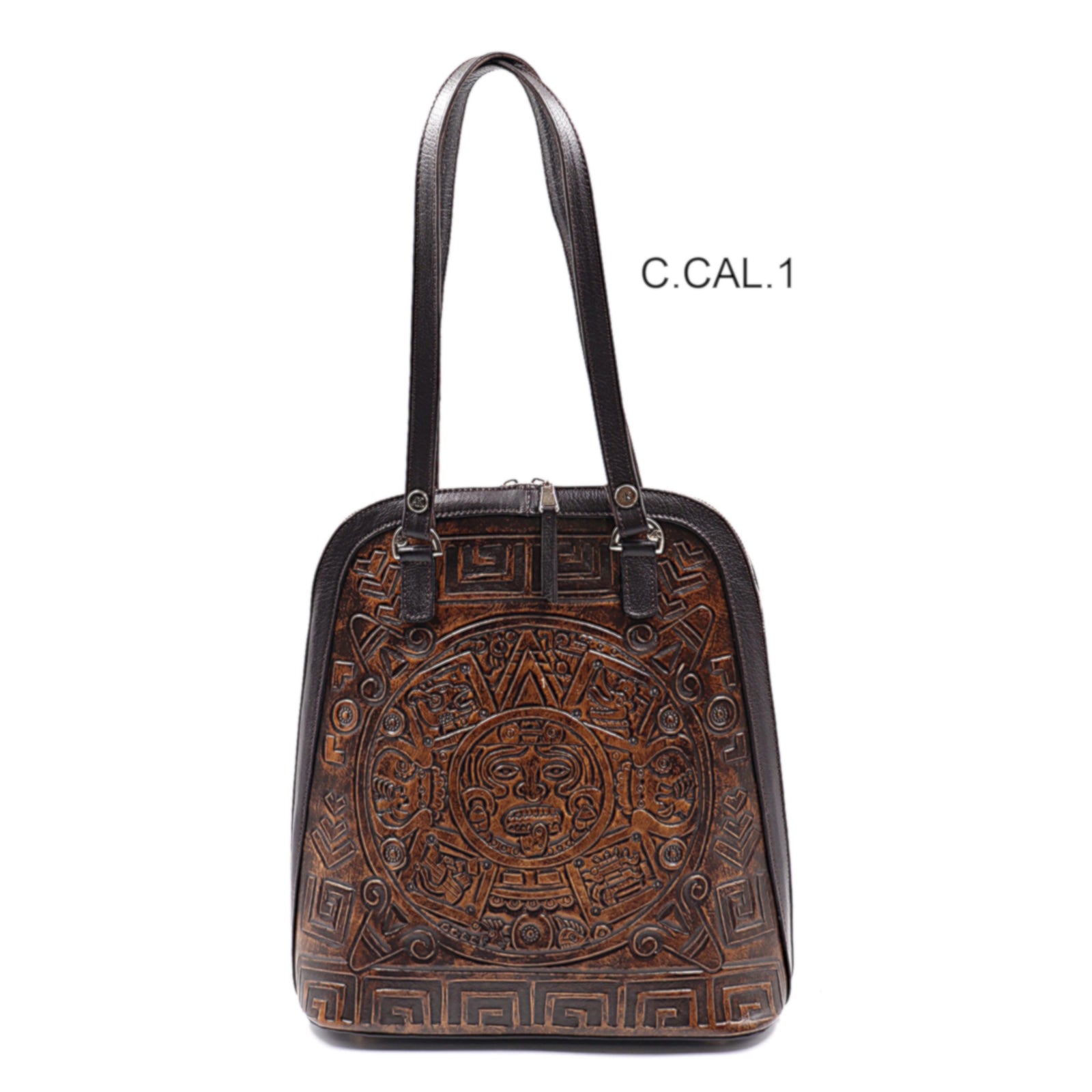 mk-1325 back pack cincelado de calendario azteca bicolor