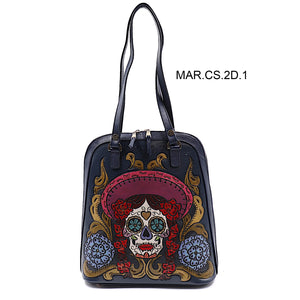 mk-1325 back pack cincelado de catrina sombreo