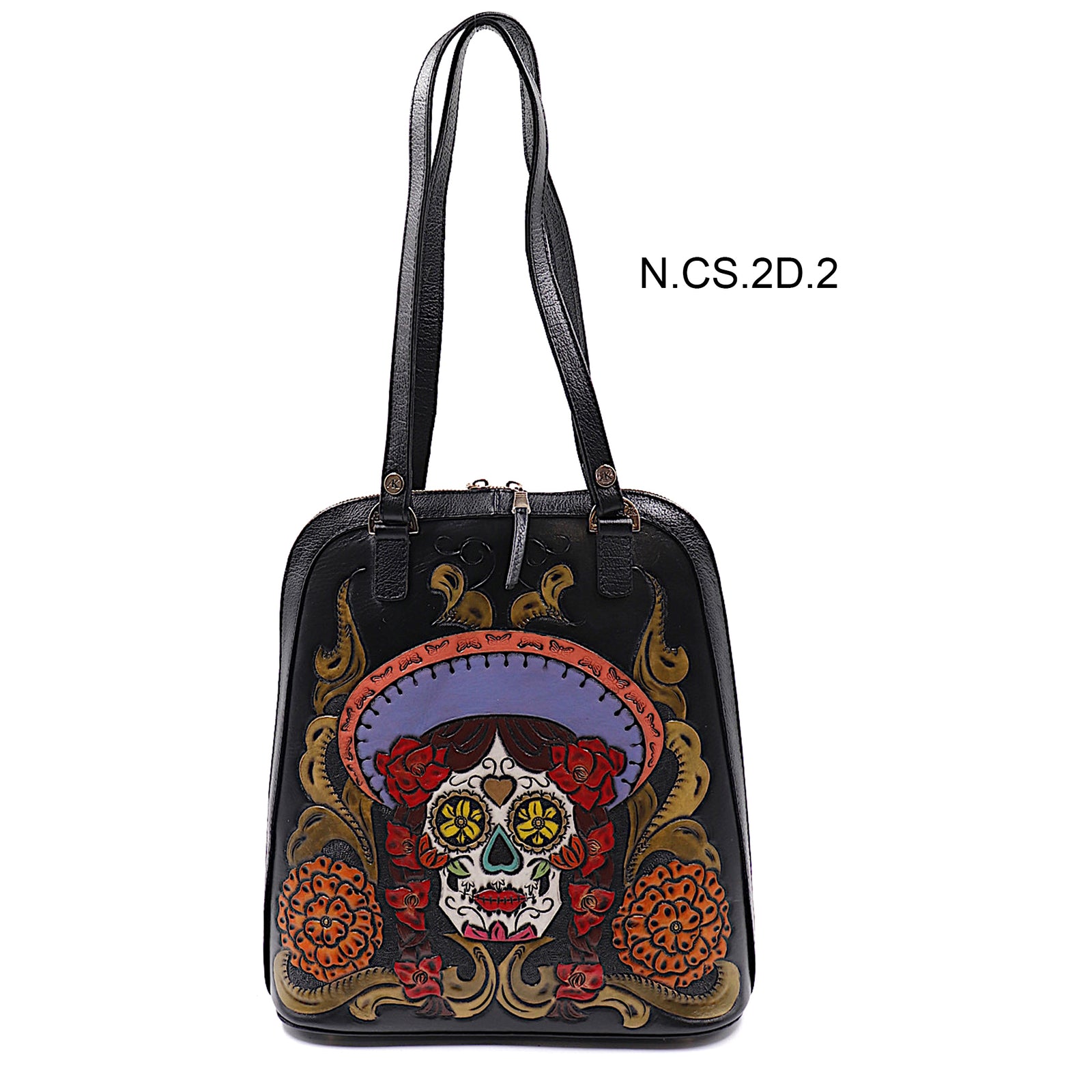 mk-1325 back pack cincelado de catrina sombreo